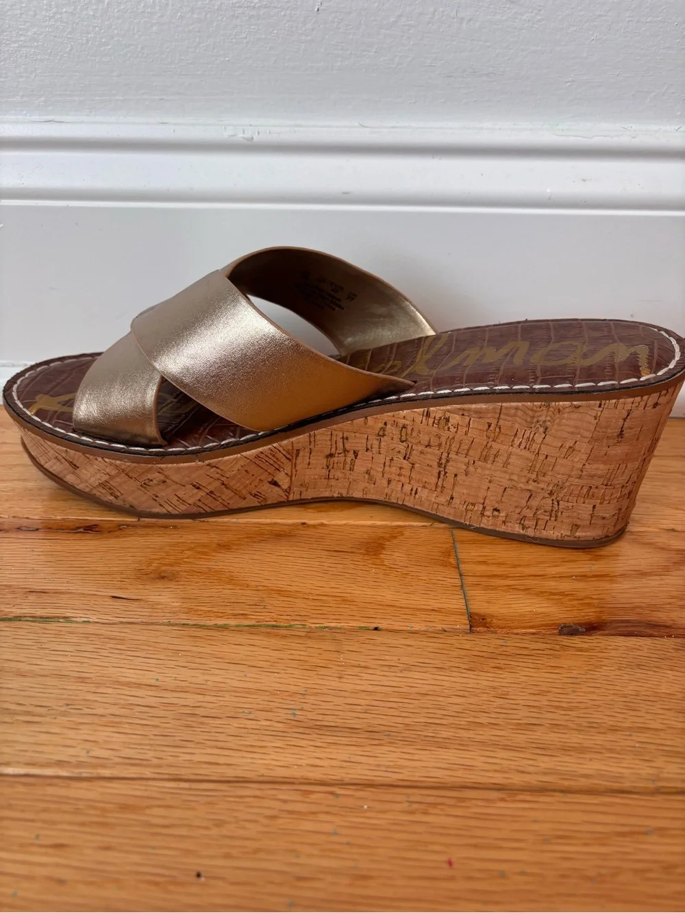 Sam Edelman Remini Wedge Sandals Gold Cork Platform Women’s Size 10